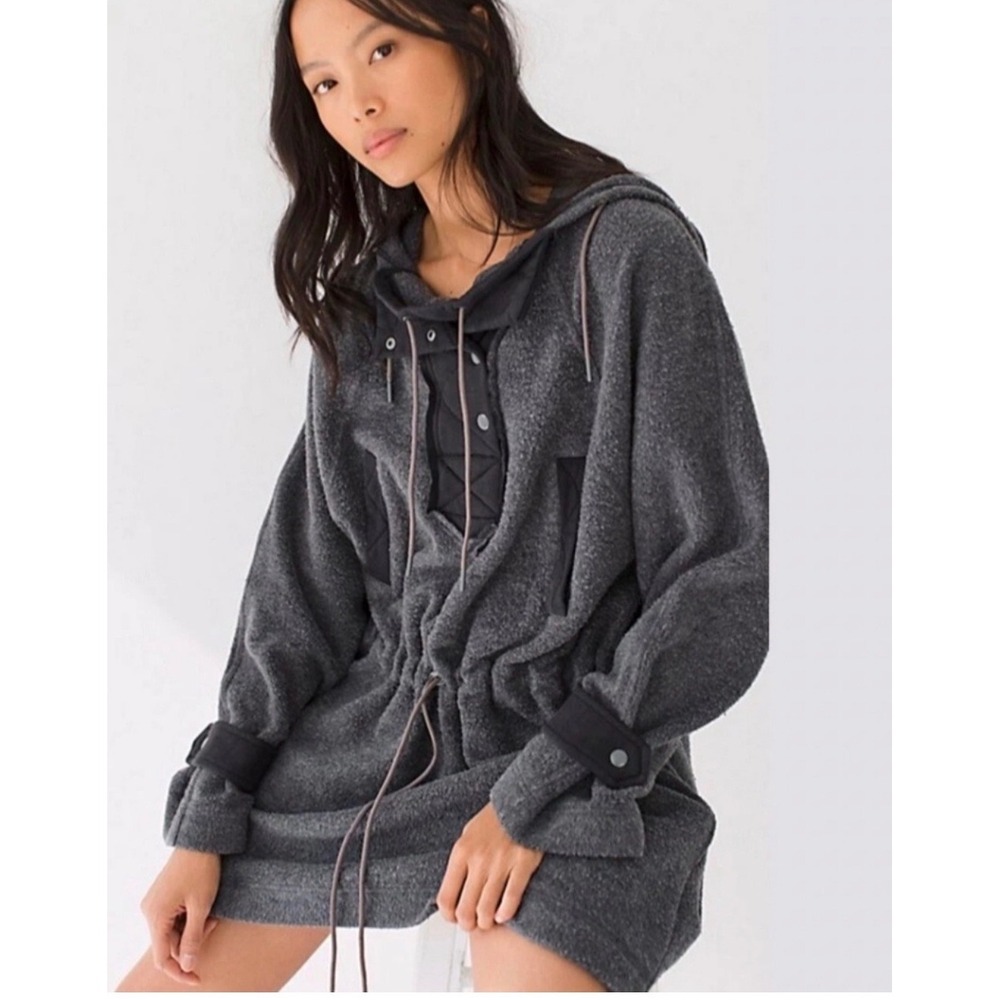 We the Free Sadie Surplus Knit Jacket NWT Hooded Utility Anorak Gray Medium